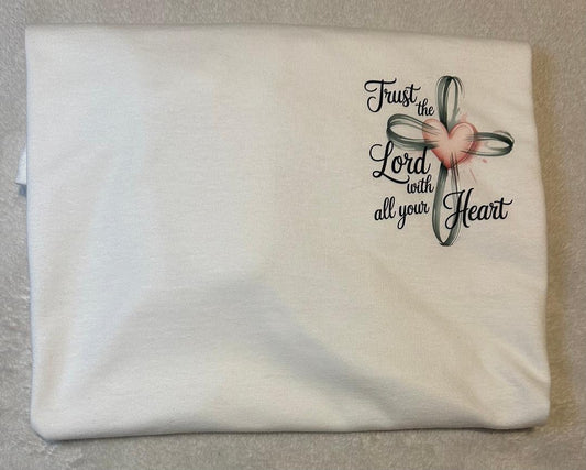 Trust the Lord with all your heart, pocket white t-shirt