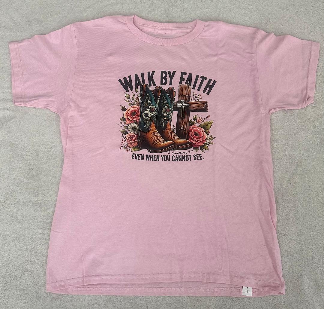 Walk by Faith pink T-shirt