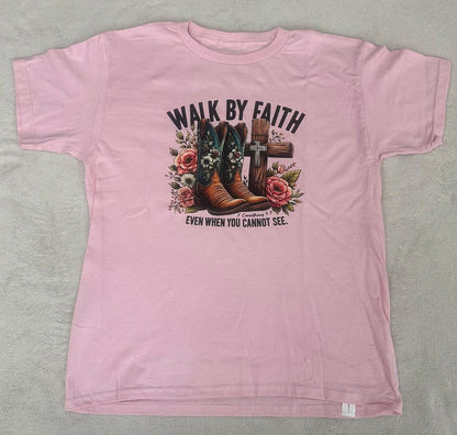Walk by Faith pink T-shirt